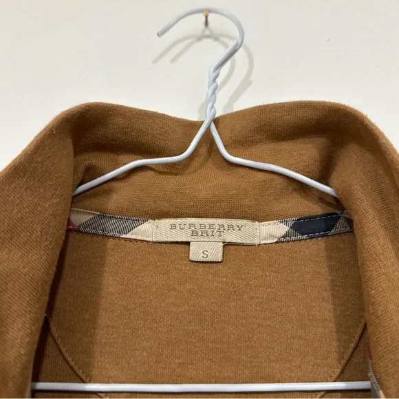 Burberry Brit Mens 1/4 Zip Sweatshirt Horse Logo Nova Check Trim Collar Size S - Picture 8 of 11